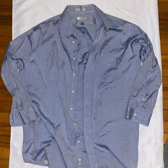 Stafford Blue Casual Button Down Shirt - Picture 1 of 2